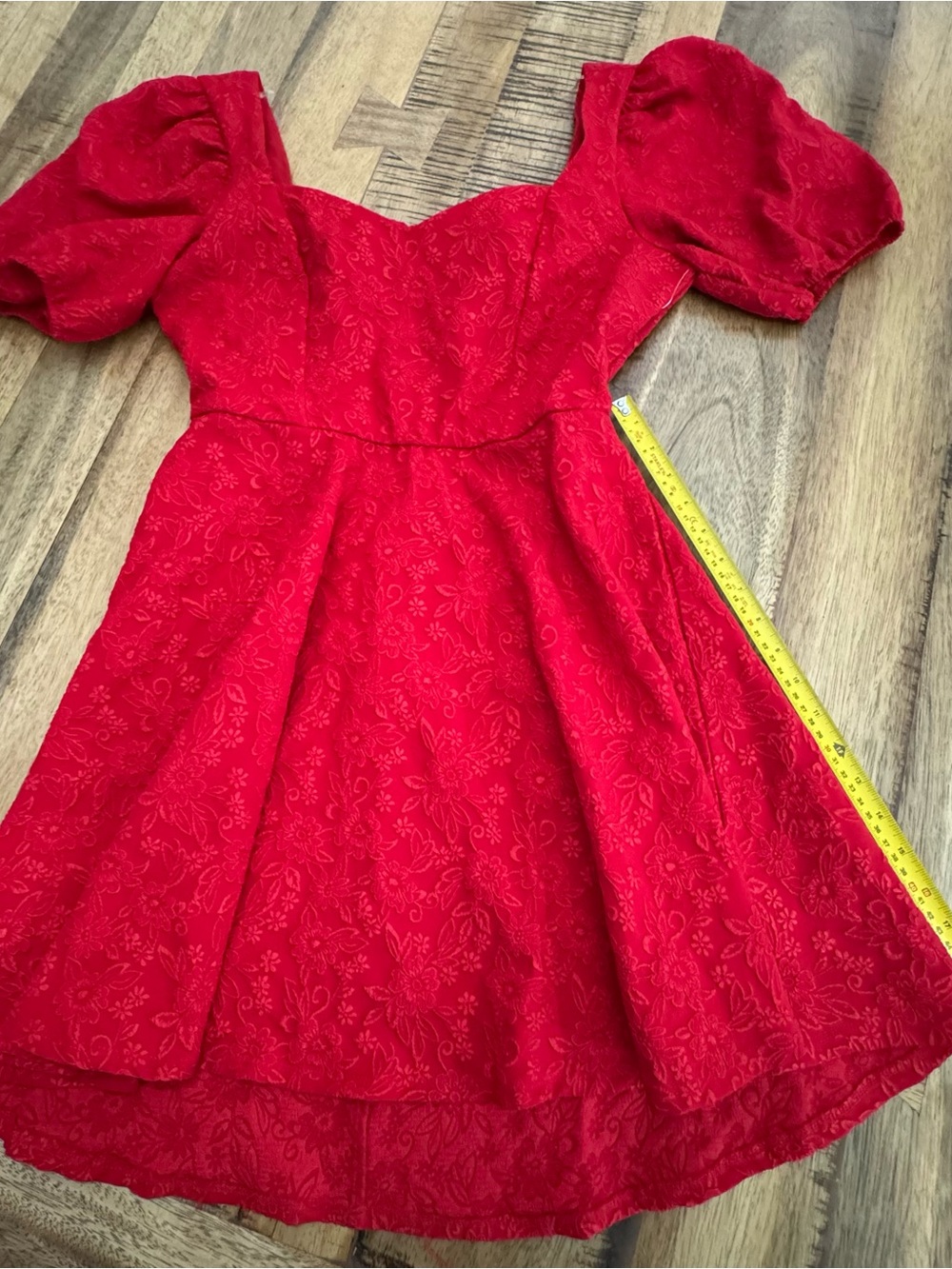 Trixxi Red Puff-Sleeve Fit-and-Flare Party Dress